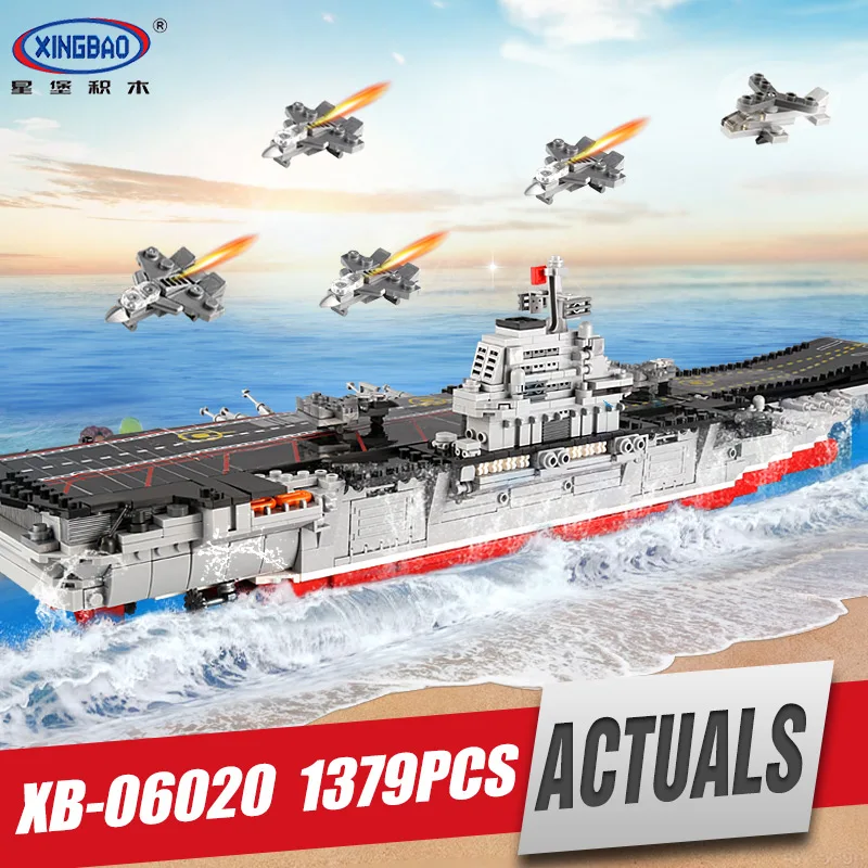 

XINGBAO 06020 New 1355PCS Military Series The Aircraft Ship Set Building Blocks Bricks Toys Educational Kids Toys Gifts Models