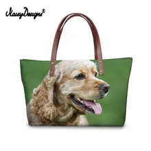 Бесшумный дизайн американский кокер Печатный Топ-ручка женские сумки большие пользовательские сумки на плечо Kawaii животные продуктовый кошелек