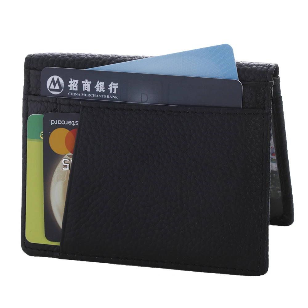 Модные Для мужчин тонкий кожаный ID/кредитной держатель для карт Двойные передний карман кошелек с RFID блокировки Бизнес держатель для карт