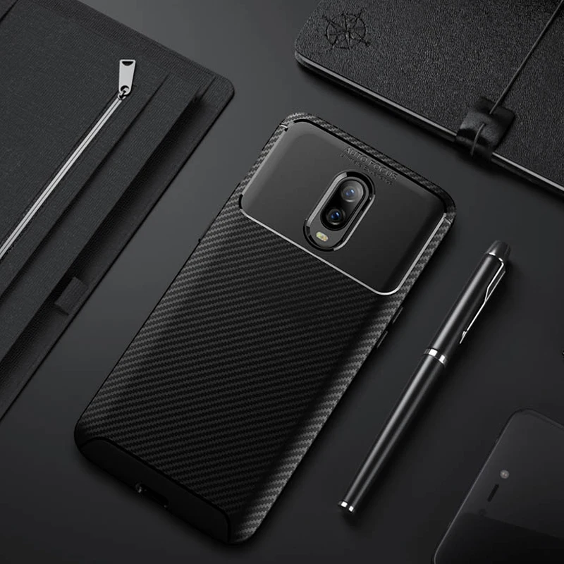 

Luxury Shockproof Carbon Fiber Original Silicon TPU Back Cover Phone Case For Oneplus 6 5T 5 Back Cover Silicone Case