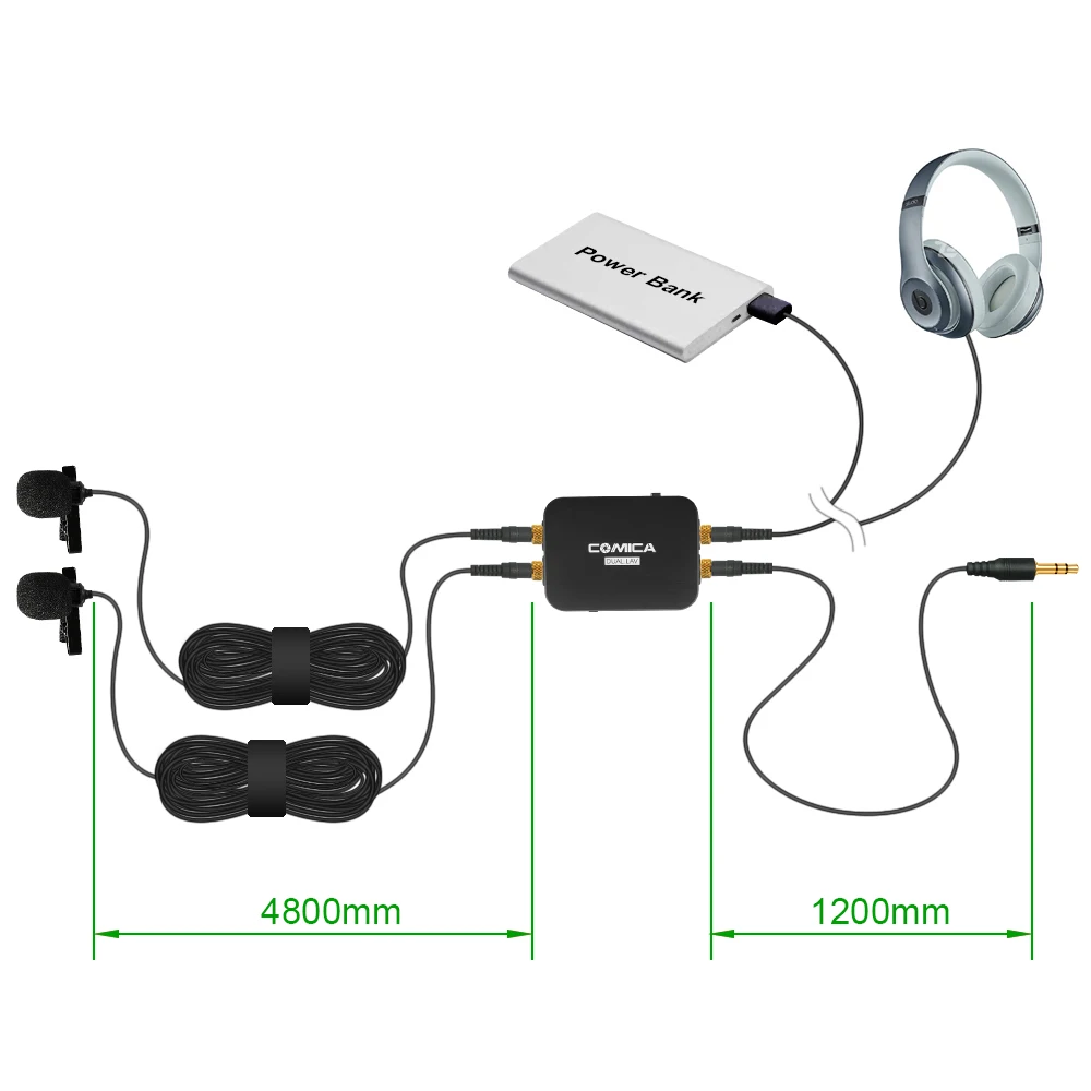  DIGITALFOTO COMICA CVM-D03 Dual head Lavalier removeable Smartphone dslr camera Microphone Mic reco