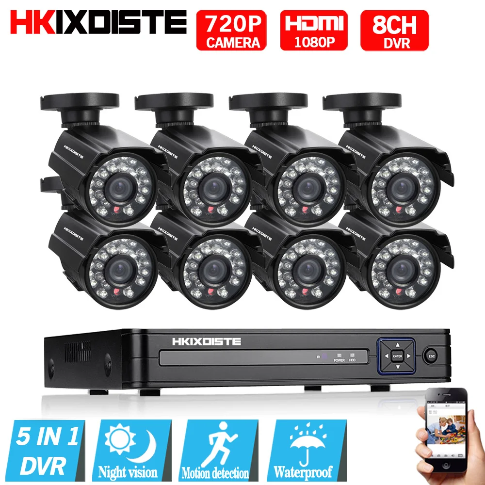 8CH CCTV Системы 1080 P HDMI AHD 8CH видеонаблюдения DVR 8 шт. 1,0 Мп ИК Открытый безопасности Камера домашняя фабрика HD Камера наблюдения Системы