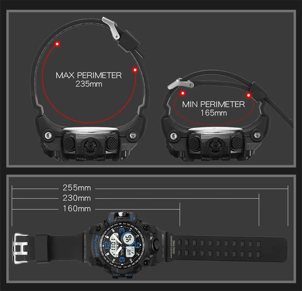PANARS Men Sports Watches 2018 Luxury Brand LED Digital Wrist Watch For Men Wristwatches Waterproof Male Clock Relogio Masculino (7)