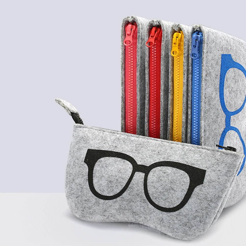 

felt Zipper Eye Glasses Sunglasses Case Pouch Bag Box Storage Protector Eyewear Accessories Fun pattern sunglasses storage bag