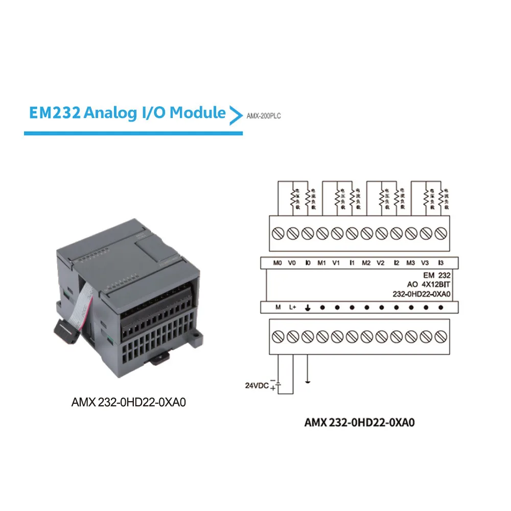 EM232 4AO модуль расширения применяется к Siemens S7-200 PLC 4 Выходной аналоговый модуль 6ES7 232-0HD22-0XA8