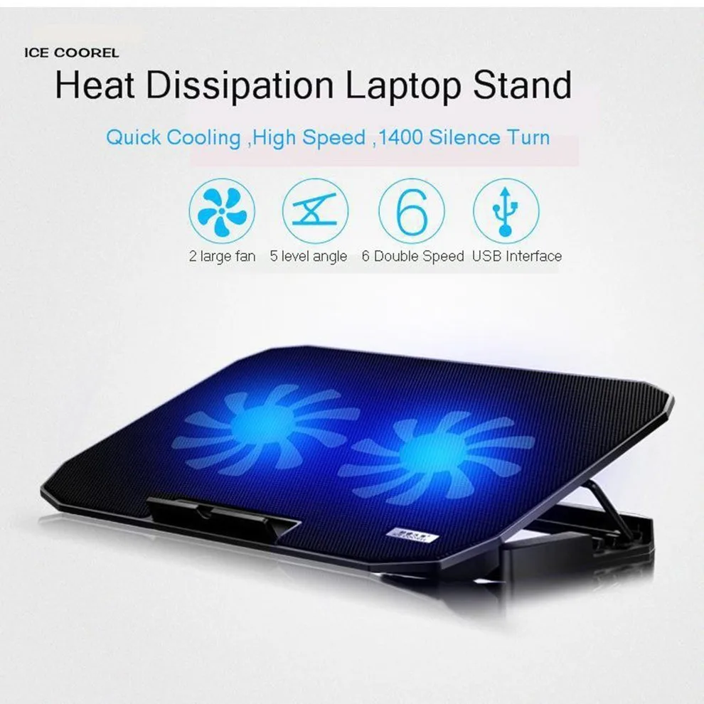  SeenDa Laptop Stand Holder 5 levers Adjustable Height Notebook Cooler Stand with 2 USB Fans for Mac
