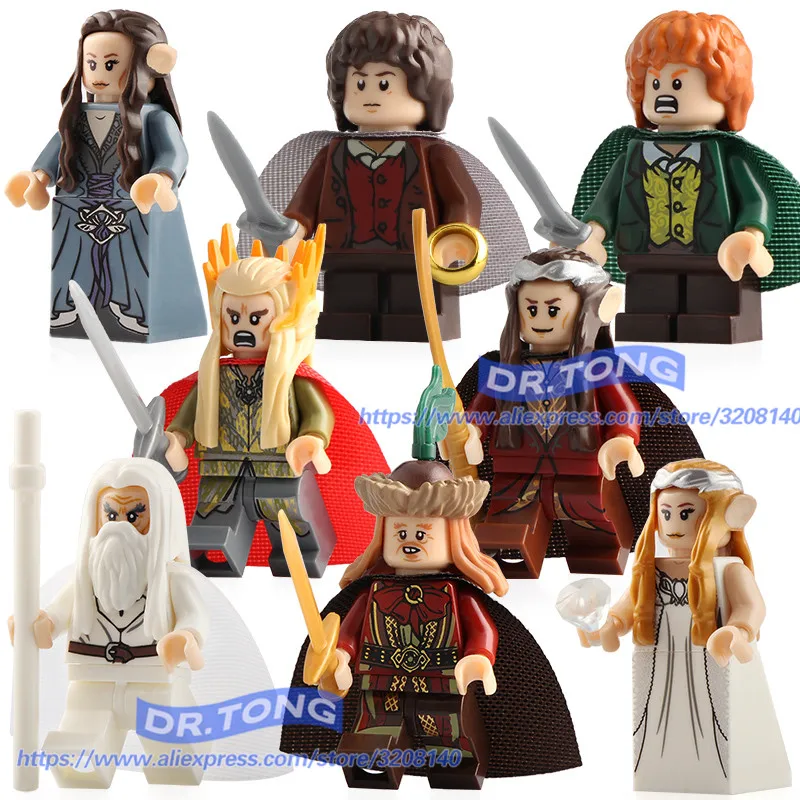 

The Lord Of The Rings Frodo Baggins Figure Gandalf Thranduil Elrond Galadriel Merry Building Blocks Bricks Children Toys PG8148