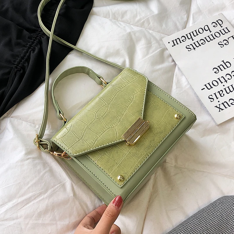 حجر نمط بو الجلود كيس رئيسي فام السيدات حقيبة ساعي صغيرة Crossbody حقائب النساء حقيبة يد بسلاسل صغيرة حقيبة