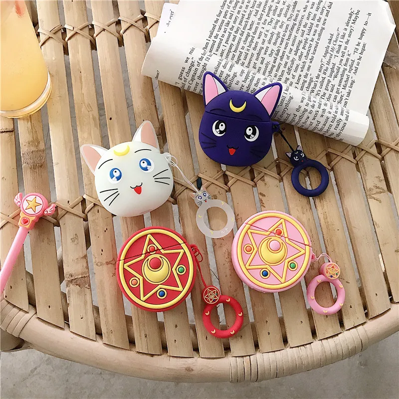 Аниме карточка Captor Sakura Luna кошка Сейлор Мун кукла брелок Bluetooth наушники зарядное устройство Коробка Чехол Silcone защитный чехол