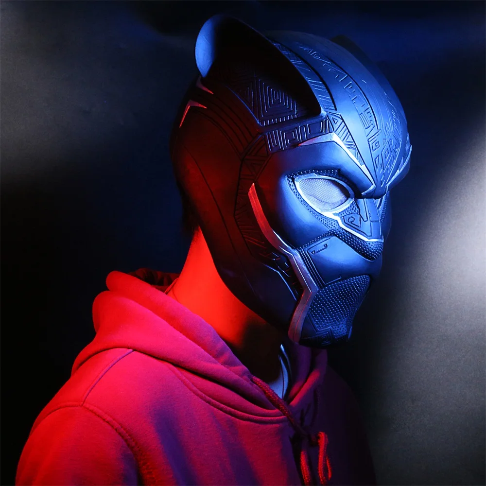 2018 Movie Avengers Infinity War Black Panther Helmet Cosplay Superhero LED Mask Halloween Matte Mask (6)