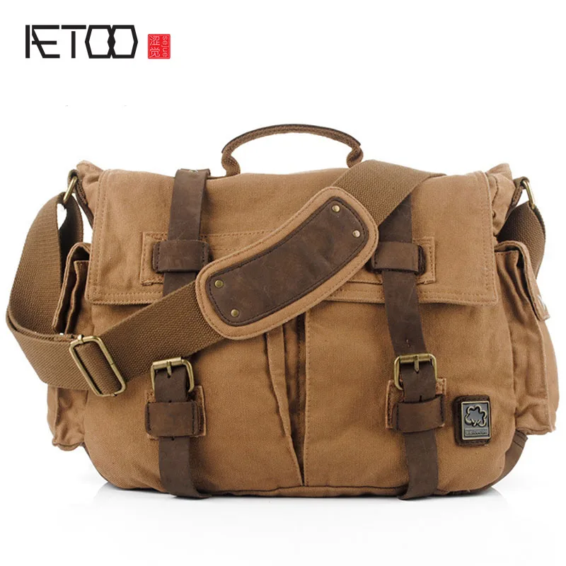 

AETOO Europe and the United States oblique cross-package canvas bag brand canvas bag Messenger bag