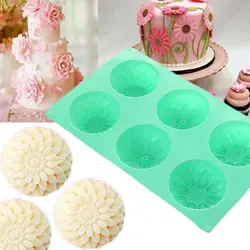 Форма для торта в форме цветка 6 силиконовые полости Кухня DIY Форма случайного цвета