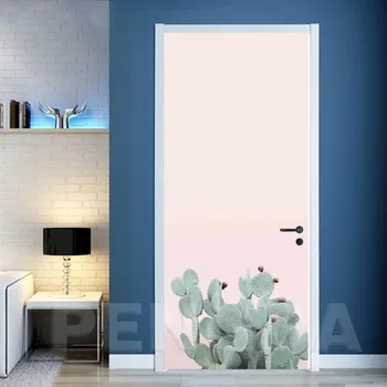 

DIY Door Sticker Self Adhesive Cactus Nordic Decal Plant Home Decoration Paper for Living Room PVC Waterproof 3D Print Wall Art
