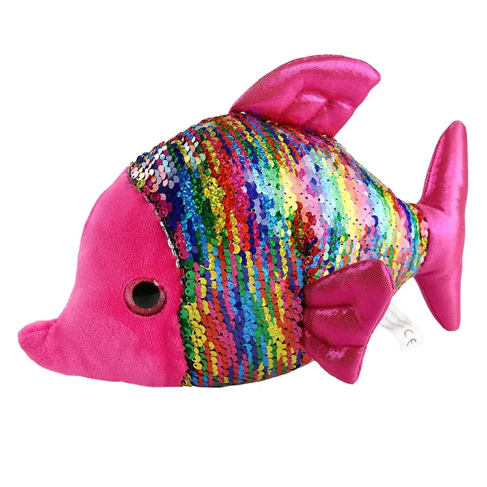

Free Dropshipping Flip Sequin Stuffed Fish Soft Plush Toys with Reversible Glitter Sequins Creative Sea Life Gifts for Kids