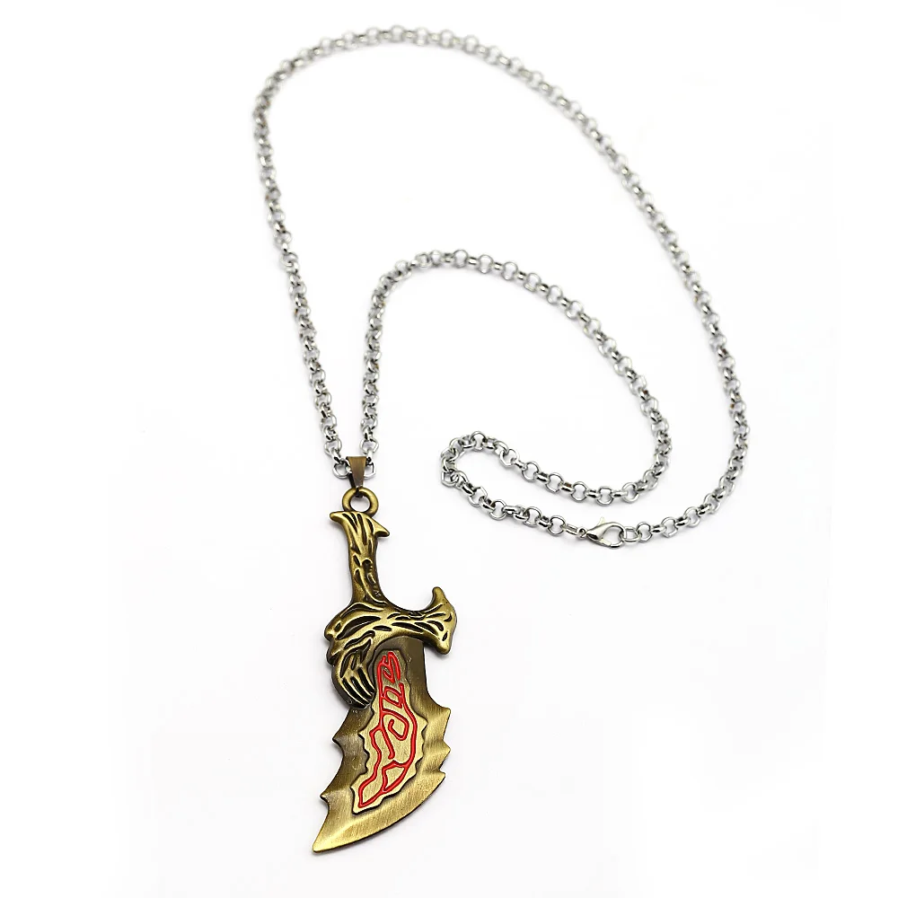 

HSIC God Of War 4 Necklace Sword OLYMPUS KRATOS Blades of Chaos Necklace Heavy Metal 60cm Long Chains Necklace Colar HC12838