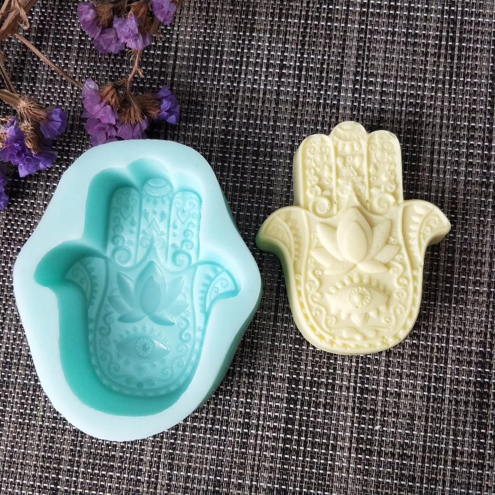 4 Cavities Hand of Fatima Silicone Mold Nonstick /& BPA Free Hamsa Silicone Soap Molds