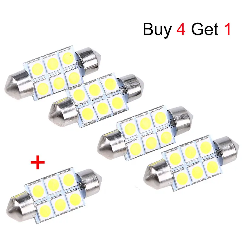 

POSSBAY Universal 36mm 5050 6SMD White Micro Vehicle Auto Truck SUV Car Interior Festoon Dome LED Light Bulbs Lamp Buy 4 Get 1