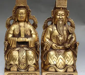 

China Bronze seat queen mother the Jade Emperor His Majesty empress Statue Pair 02017