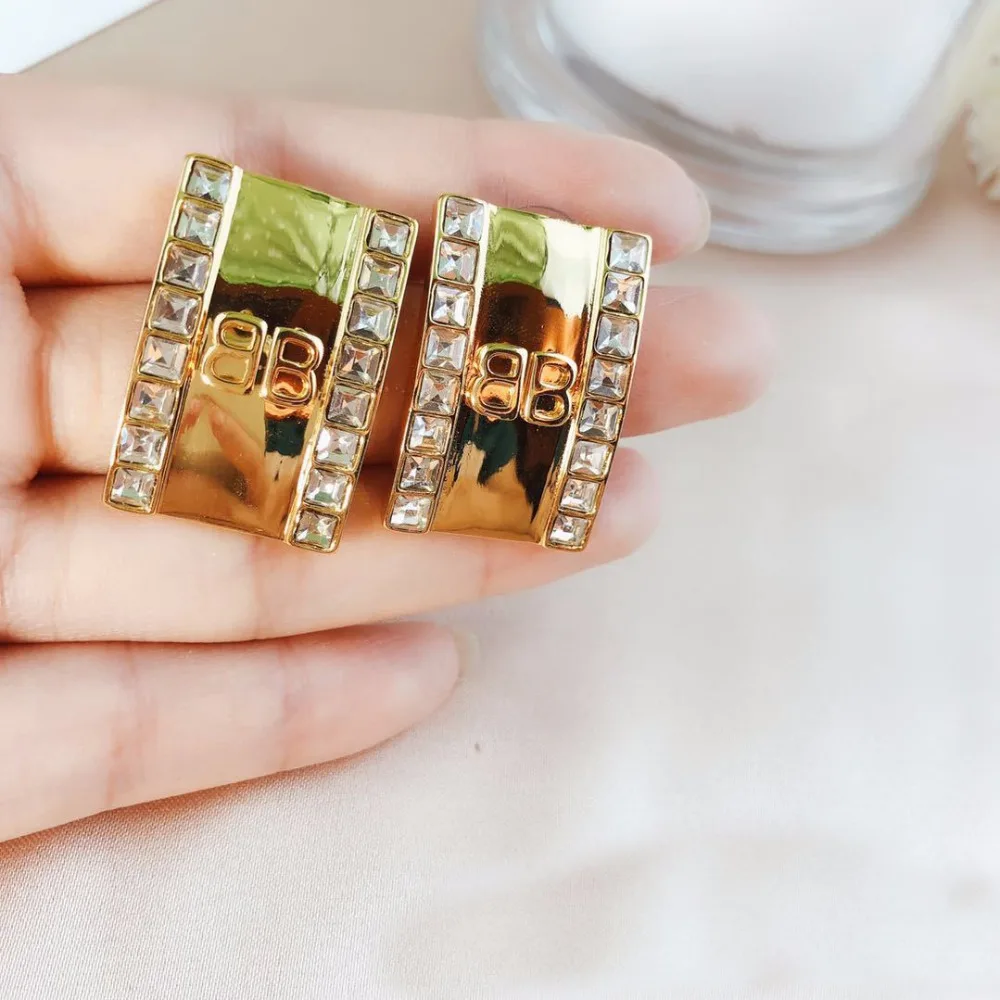 Gorgerous элегантная температура латунь квадратной формы декоративная серьга Kolczyki Kupe Joyas Ювелирные серьги-гвоздики