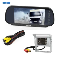 DIYKIT 7 polegadas Espelho Monitor Do Carro Monitor de Visão Nocturna do IR À Prova D’ Água CCD Câmera de Visão Traseira Do Carro Branco para Truck Bus Caravan Van