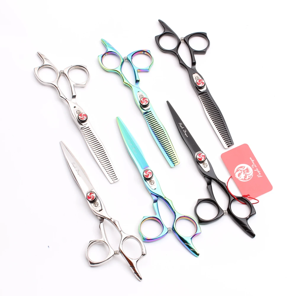 

2Pcs Z9017 6'' 440C Purple Dragon Professional Scissors for Hairdressers Cutting Shears Thinning Scissors Hair Salon Style Tools