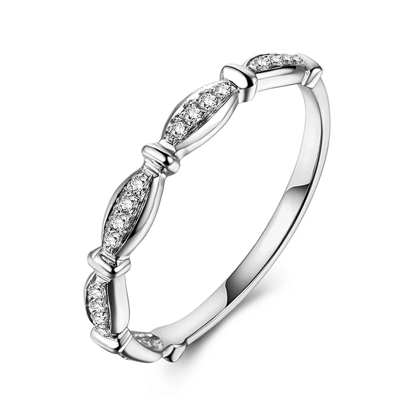 EDI Half Eternal Wedding Band Real 14K White Gold 0.1ctw D/VVS Moissanites Lab Grown Diamond Tail Ring Stack Women | Украшения и