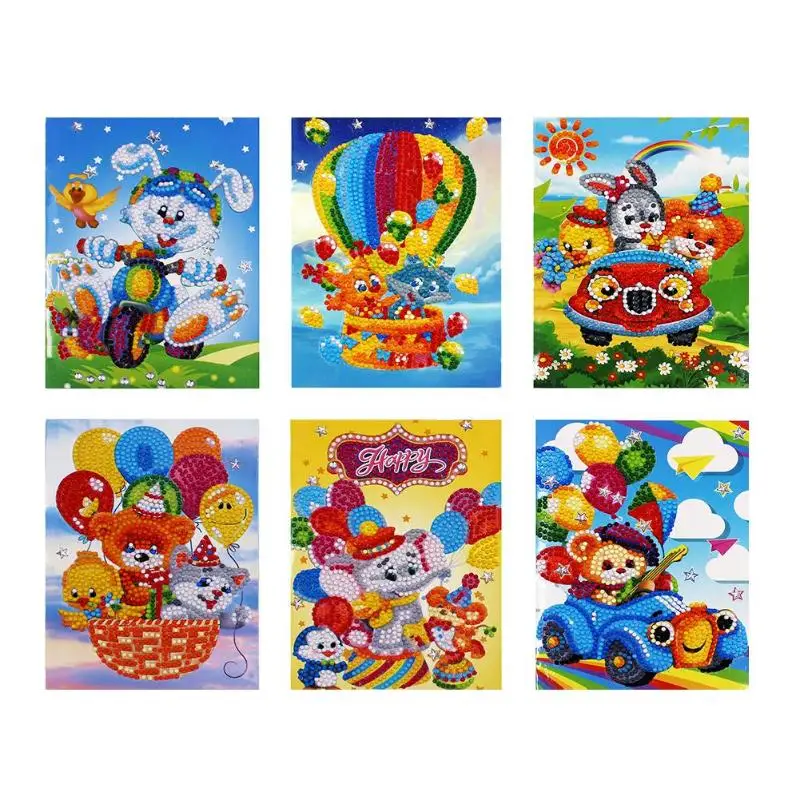 

6pcs DIY Diamond Painting Greeting Cards Festival Handmade Kids Greet Card Diamond Embroidery Cross Stitch Kits