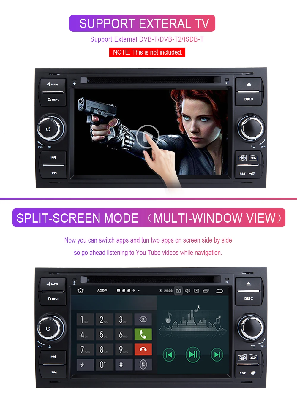 Cheap 2 din Android 9.0 Car DVD Player Multimedia For Ford Focus 2 3 Ford Fiesta Mondeo 4 Kuga C-Max S-Max Fusion Transit GPS Radio 16