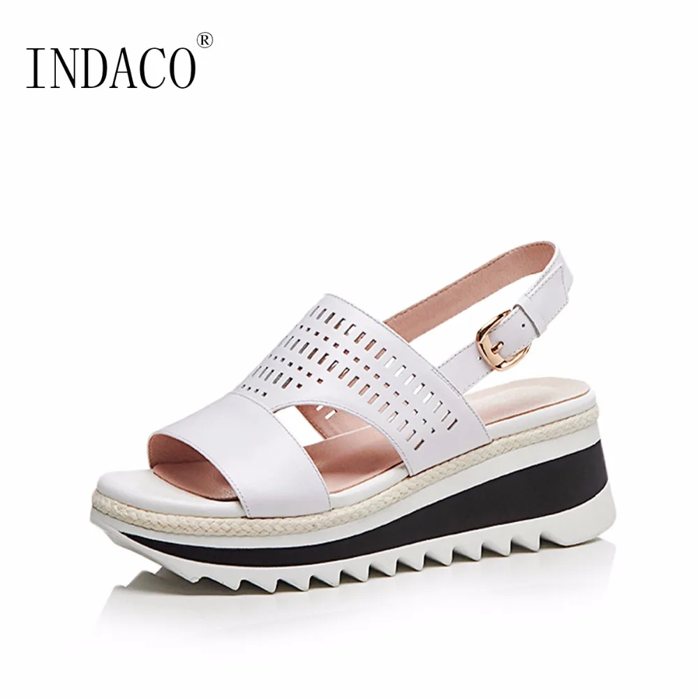 

2018 Summer New Hollow Out White Sandals Wedge Platform Shoes 6cm