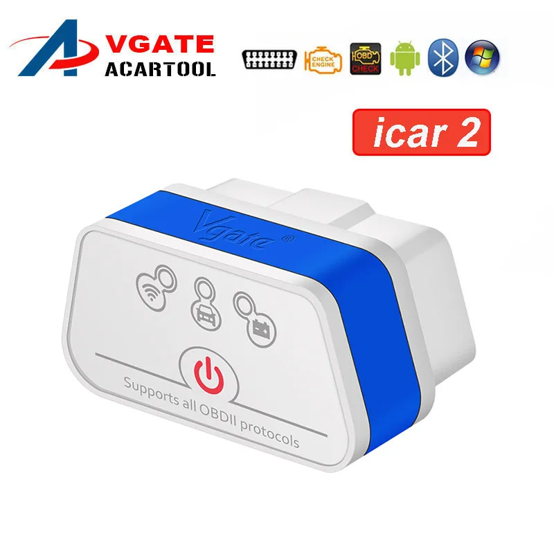 

Auto Diagnostic tool Vgate iCar2 elm327 Bluetooth V1.5 OBDII OBD2 Car Diagnostic-tool Elm 327 OBD 2 -II Scanner for Android PC