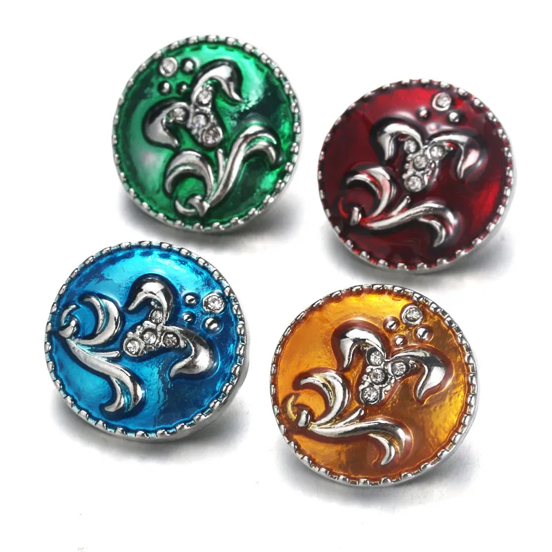 

10pcs/lot Interchangeable Snap Jewelry Crystal Flower 18mm Metal Snap Buttons for Snap Button Bracelet Bangle 9440