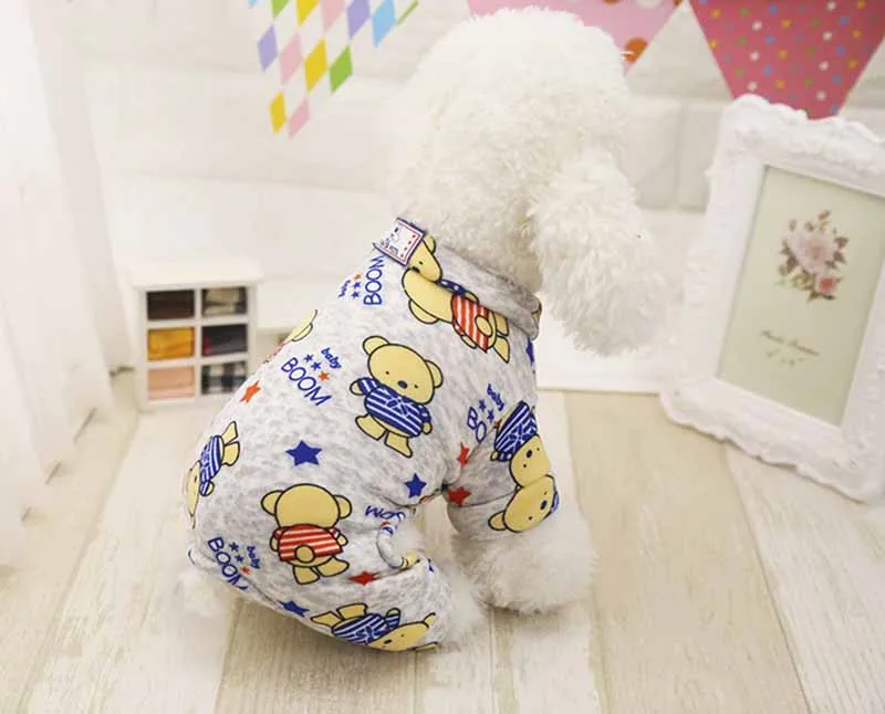 Cute Printed Pet Clothes Small Dog Jumpsuit Rompers Puppy Pet Hoodie Coat for Dogs Cats Super Soft and Warm Chihuahua Costume Dog Apparel XS S M L XL11