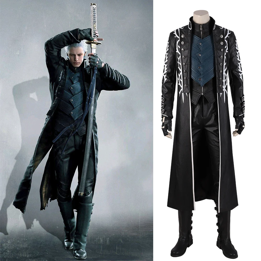 

Manluyunxiao Devil May Cry 5 Vergil Adult Custom Halloween Jacket Vest Pants Gloves Boots Christmas Cosplay Costume