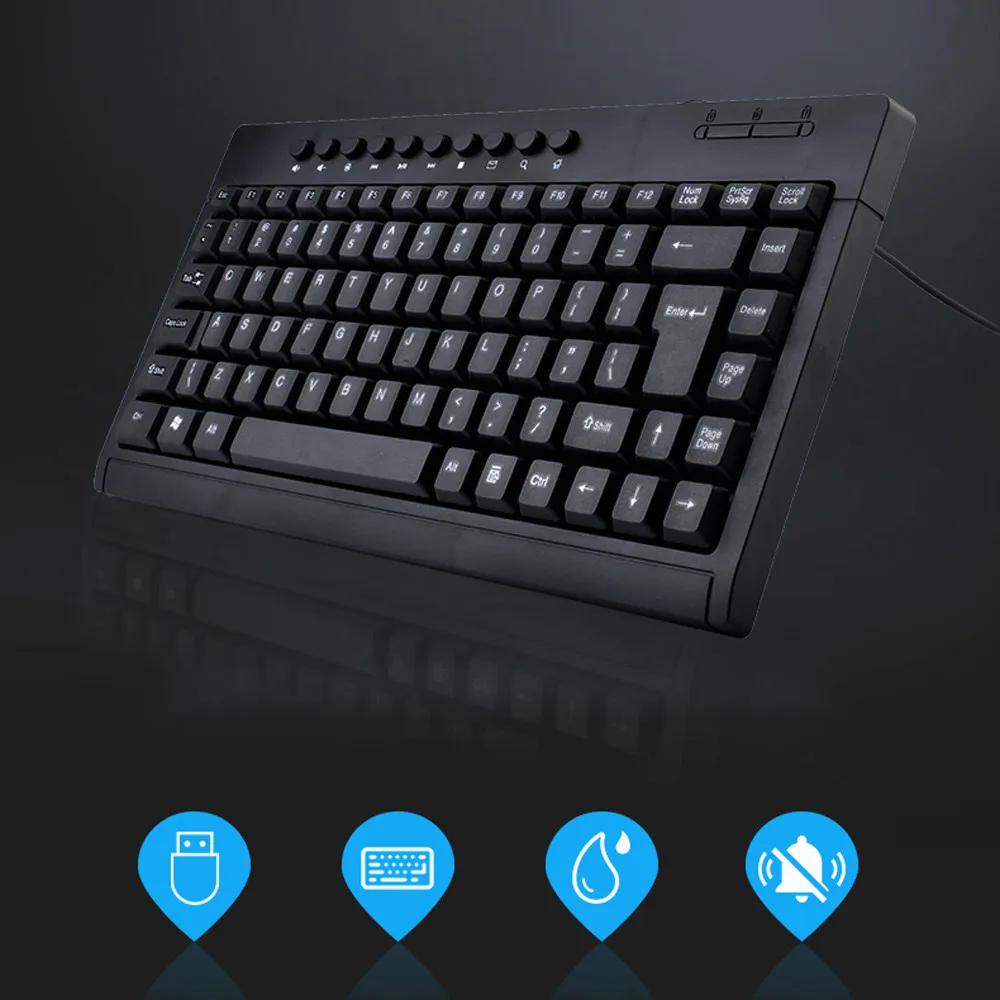 

Super Slim USB 2.0 Mini Multimedia Wired Keyboard Waterproof Keyboard Standard Desktop keyboard Wired USB Multimedia PC Keyboard