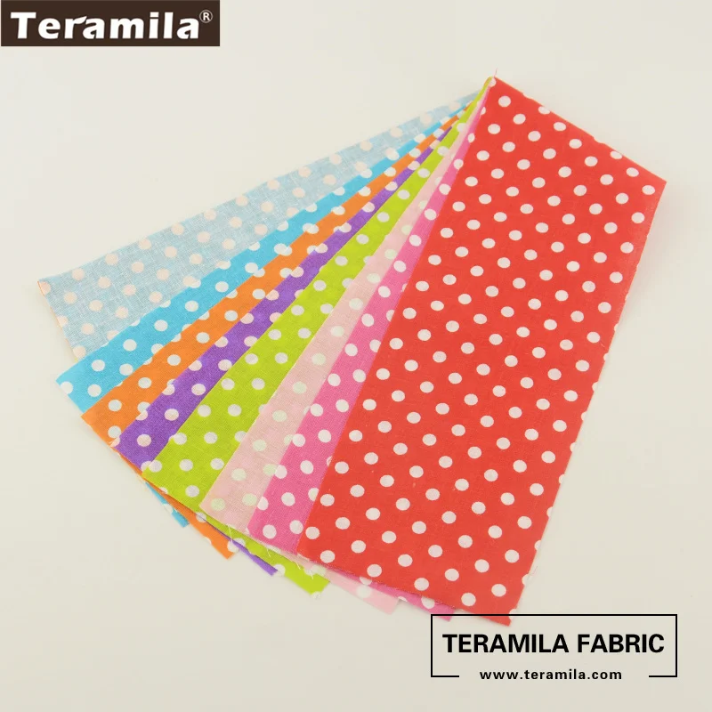 Teramila New Arrivals Colorful Design 7 PCS / Lot 9CMx50CM Sewing Material Cotton Jelly Rolls Strips Plain Fabric Patchwork - Цвет: 7PCS Dots 9CMx50CM