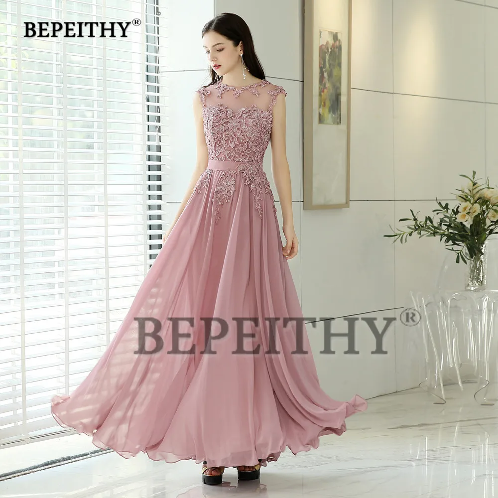 BEPEITHY розовые длинные вечерние платья Robe De Soiree винтажное выпускное платье с поясом vestido de festa вечерние платья