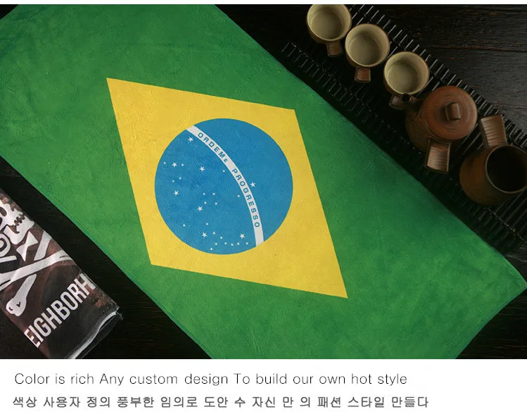 Ткань из сверхтонкого волокна Бразилия m68 Кубок мира танец фитнес Баскетбол Футбол мультфильм полотенце банное полотенце индивидуальный заказ на заказ