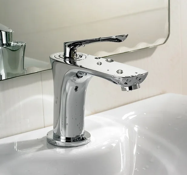 Art Deco Elegant Solid Brass Chrome Functional Bathroom Vanity Sink