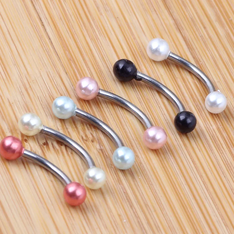 

Mix Color Pearl Ball Eyebrow Rings Curved Barbell Eyebrow Bar Body Piercing Jewelry 50pcs