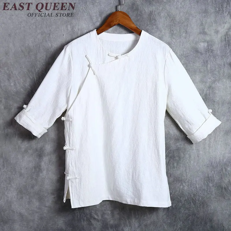 fashion traditional chinese clothing for men short sleeve linen clothes men linen shirt plus size S-4XL NN0553 HQ
