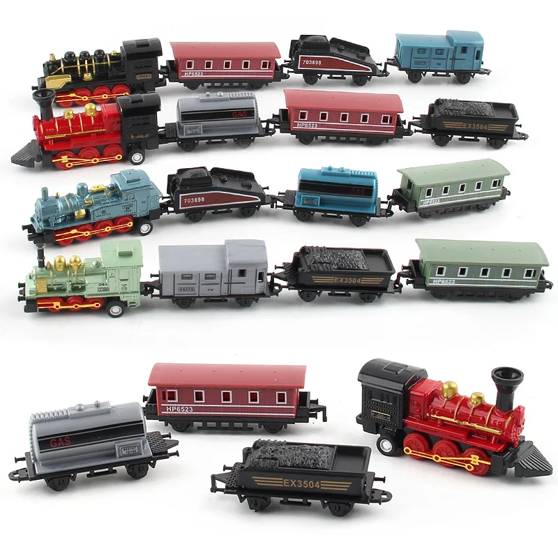 4 Styles Alloy Pull Back Car Retro Steam Train 1:65 Mini Simulation Model Classic Cute Toy Kid Gift F4