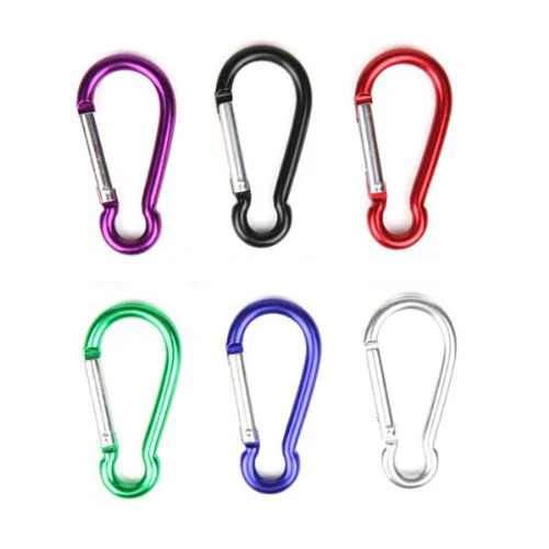 

SZ-LGFM-36 Carabiner Aluminum Locking Clip Camping Hook Keychain Hiking -Assorted Colors of Purple Silver Green Black Blue Red