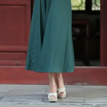 Shanghai Story/укороченный топ с высокой талией; юбка для отдыха; льняная юбка с эластичной резинкой на талии; пышная юбка; традиционная китайская одежда