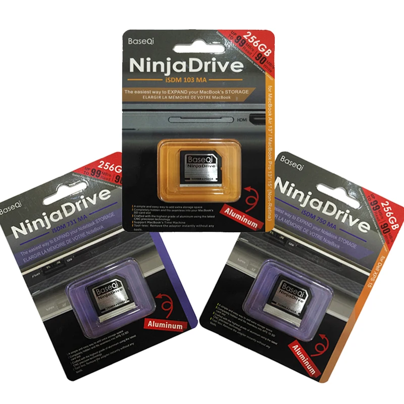 BaseQi NinjaDrive алюминиевая sd-карта 256 ГБ для Dell XPS 1" /15" высокоскоростная карта памяти расширения