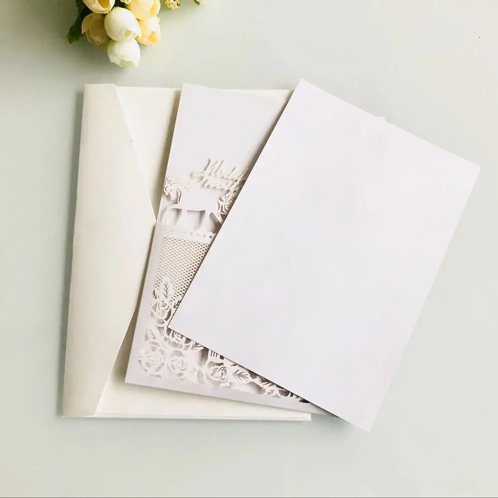  10pcs Blue White Laser Cut Hollow Wedding Invitations Card Bride And Groom Wedding Invitation Cards - 32962100750
