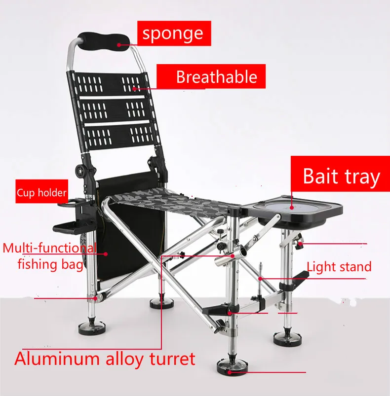 Стул для рыбы из алюминиевого сплава, стул для кемпинга, Многофункциональный складной стул для рыбалки