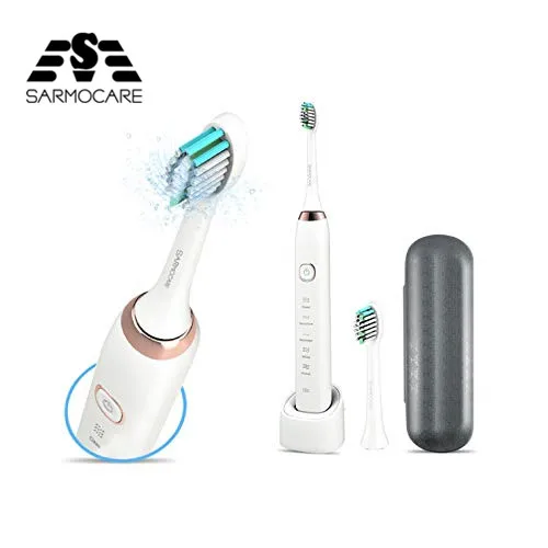 Sarmocare Electric Toothbrush for Adults USB Sonic Rechargeable Teeth Brushes with 3 Replacement Heads Smart Timer Waterproof Sarmocare Electric Toothbrush for Adults USB Sonic Rechargeable Teeth Brushes with 3 Replacement Heads Smart Timer Waterproof