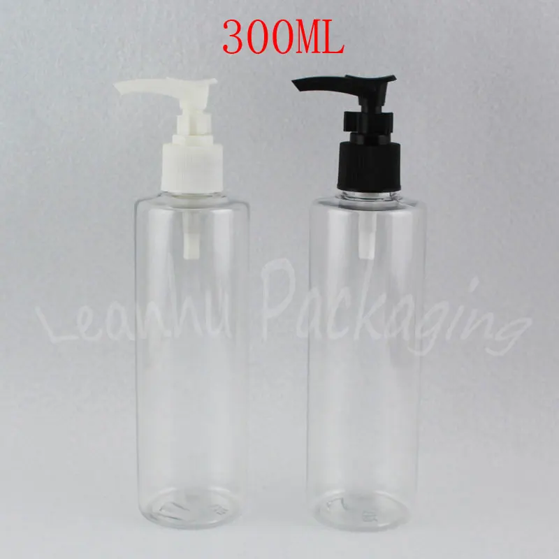 

300ML Transparent Flat Shoulder Plastic Bottle , 300CC Shampoo / Lotion Sub-bottling , Empty Cosmetic Container ( 20 PC/Lot )