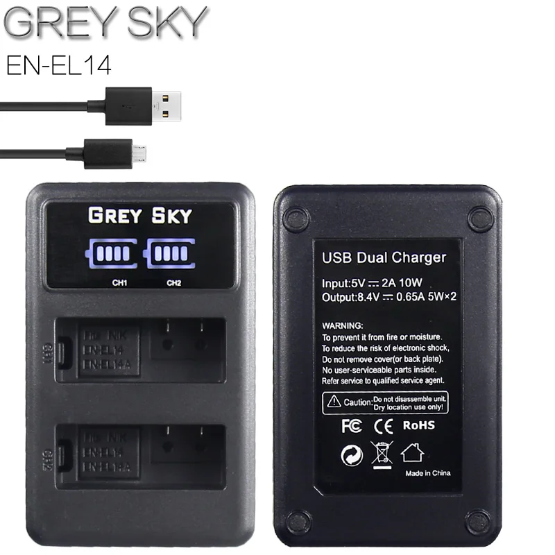 

EN-EL14 EN-EL14a EN-EL15 EN-EL5 EN-EL3E For LCD USB Nikon Camera battery dual and Single Charger
