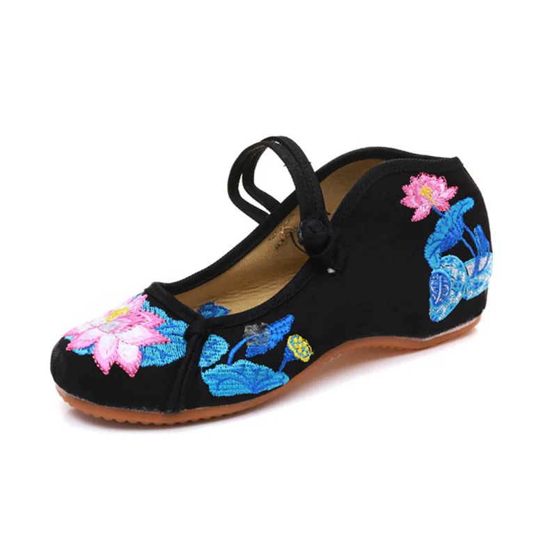 Zapatos mujer балетки ручной работы с вышивкой лотоса женская обувь из хлопка в стиле